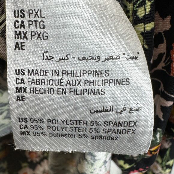 INC International Concepts Top Sz PL Floral Ruched Front Button Up V-Neck Blouse - Picture 10 of 11